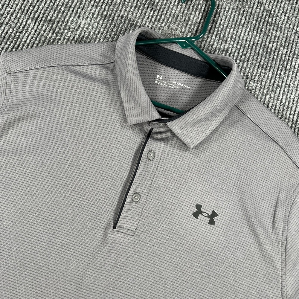 Under Armour Polo Shirt Mens 2XL XXL Gray Short Sleeve Golf Casual Outdoor